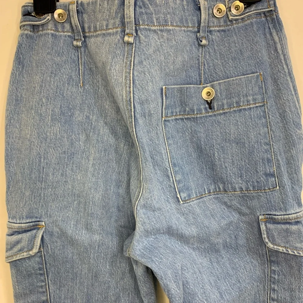 Rag & Bone Size 25 Icy Blue Light Wash High Rise Cargo Jeans Straight Leg